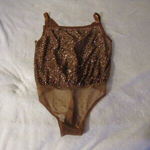 Free People Brown Sequin Thong Body Suit NWT XS